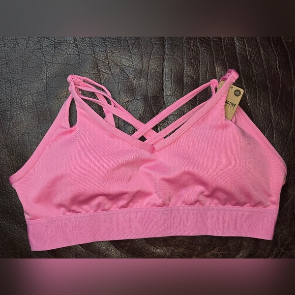 Victoria's Secret Other - NWT Victoria Secret Pink‎ Main Ultimate Strappy Back Lined Sports Bra Pink SM